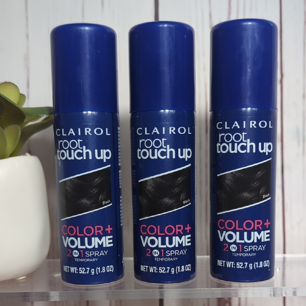 Clairol Root Touch Up Color + Volume 2 in 1 Spray Set of 3 Cans in Color BLACK